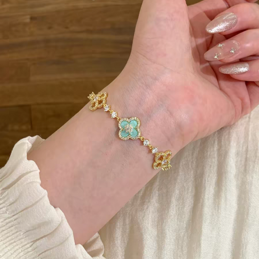 Mint Clover Sparkle Bracelet