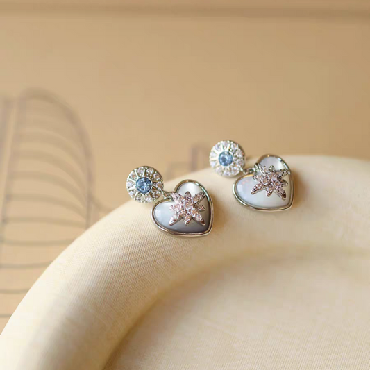 Ocean Heart Starburst Earrings