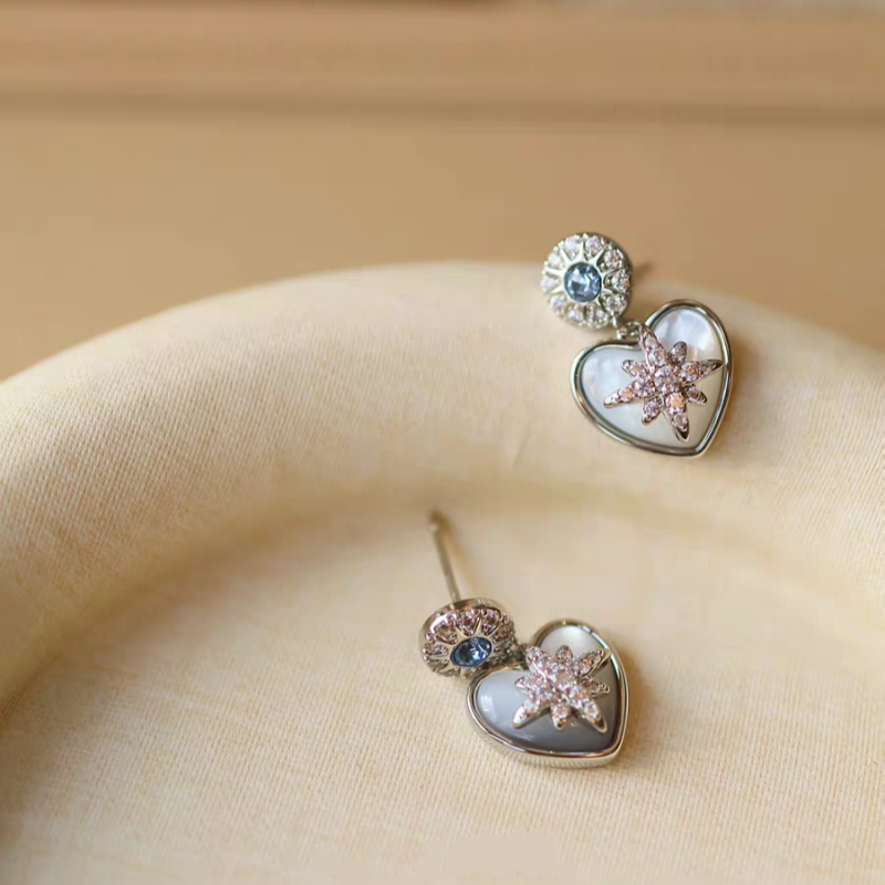 Ocean Heart Starburst Earrings
