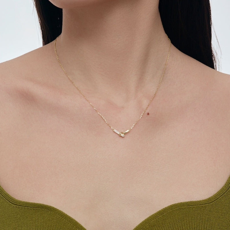 Golden Knot Pavé Necklace