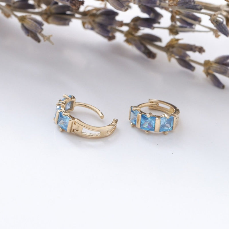 Icy Blue Linear Huggie Earrings