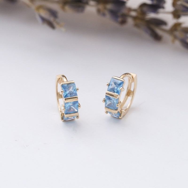 Icy Blue Linear Huggie Earrings