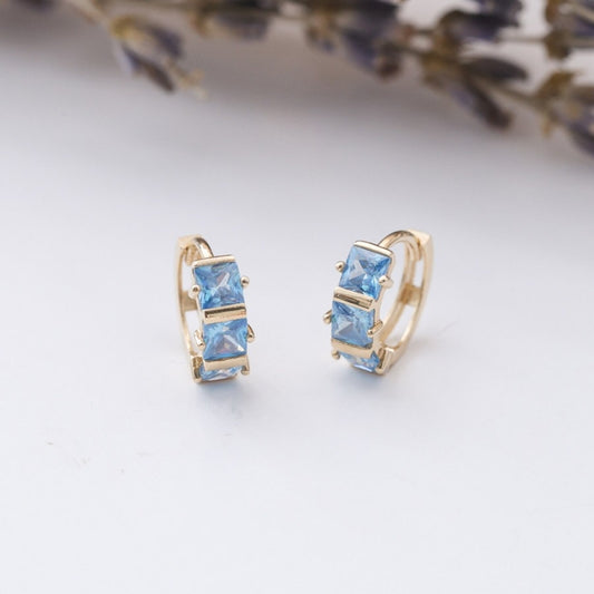 Icy Blue Linear Huggie Earrings
