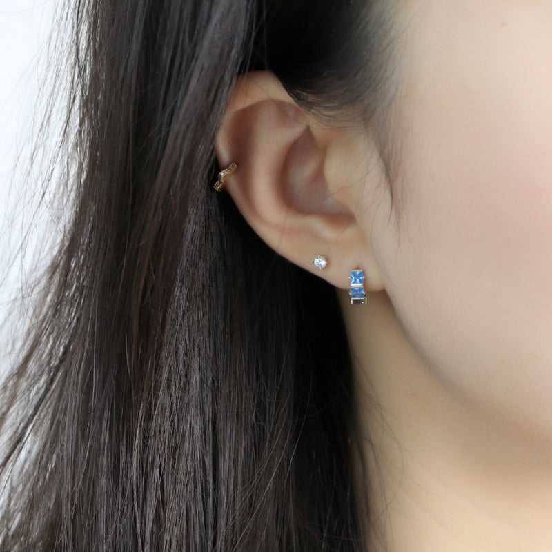 Icy Blue Linear Huggie Earrings