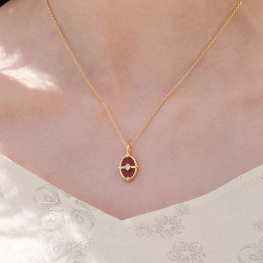 Red Agate Signet Pendant Necklace