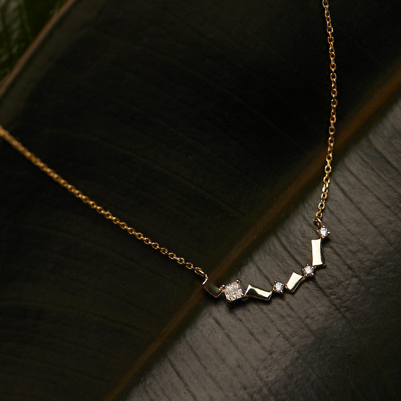 Zig-Zag Diamond Bar Necklace