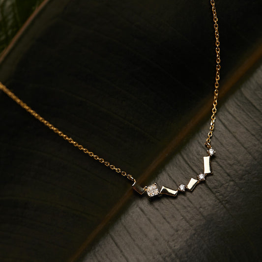 Zig-Zag Diamond Bar Necklace