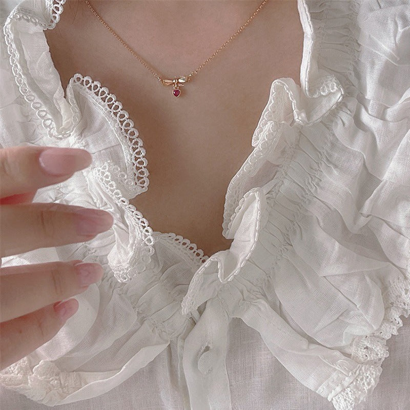 Bow & Blush Heart Necklace