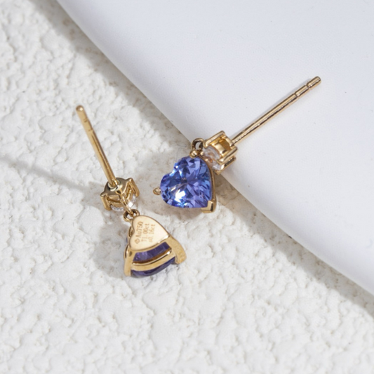 Amethyst Heart Drop Earrings
