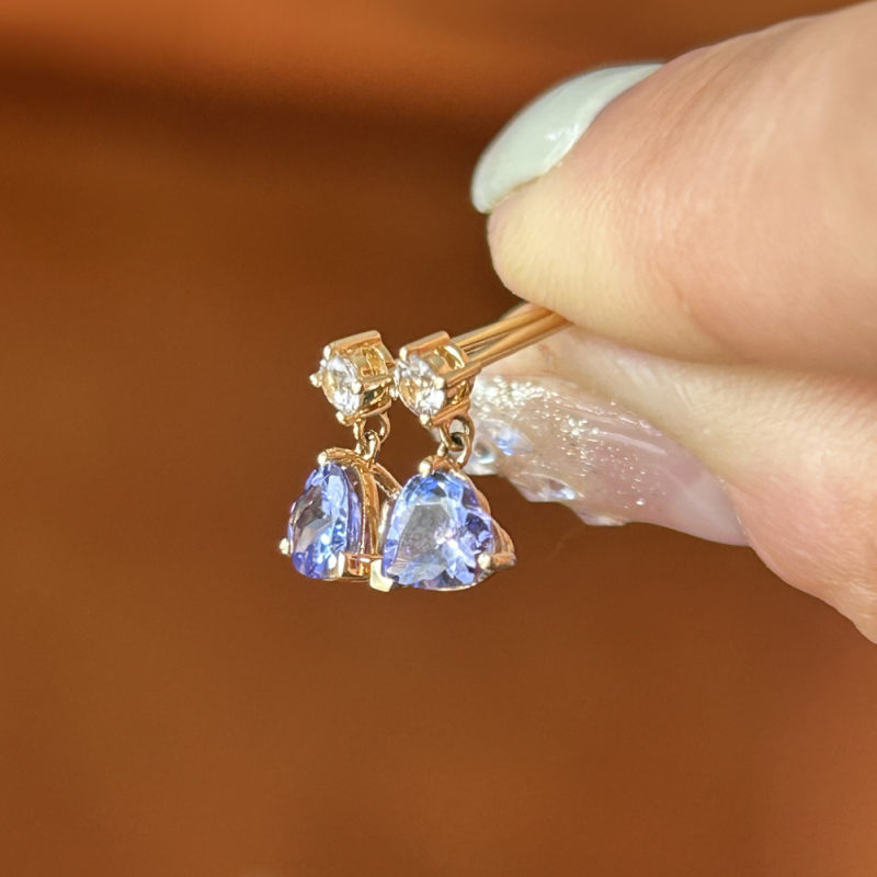 Amethyst Heart Drop Earrings