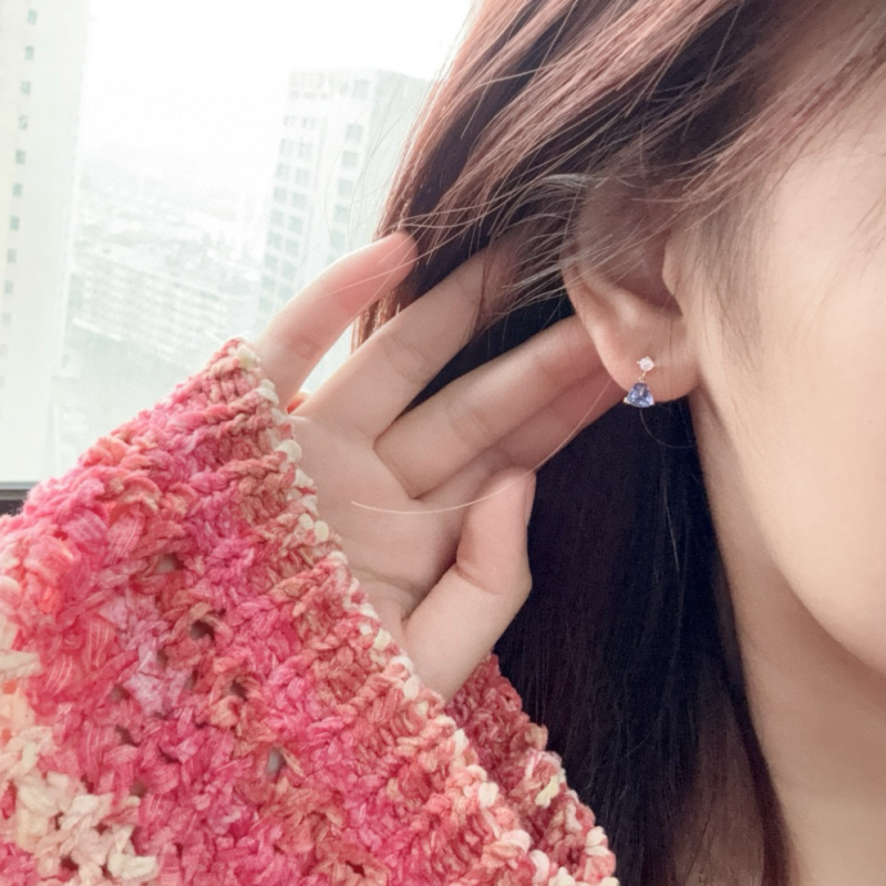 Amethyst Heart Drop Earrings