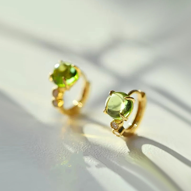 Olive Glow Huggie Hoops