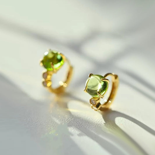 Olive Glow Huggie Hoops