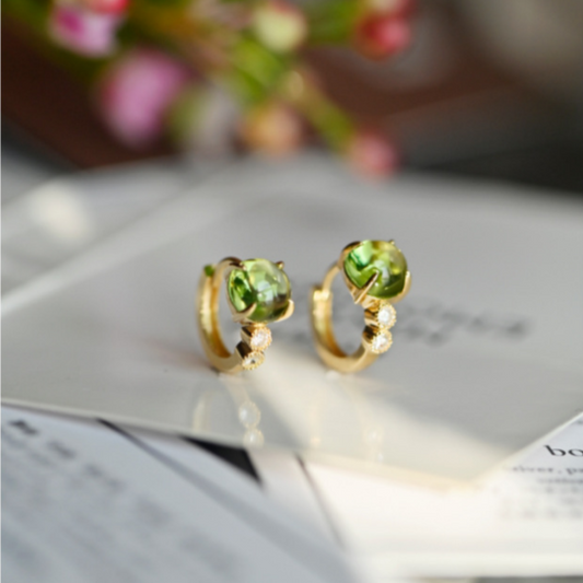 Olive Glow Huggie Hoops