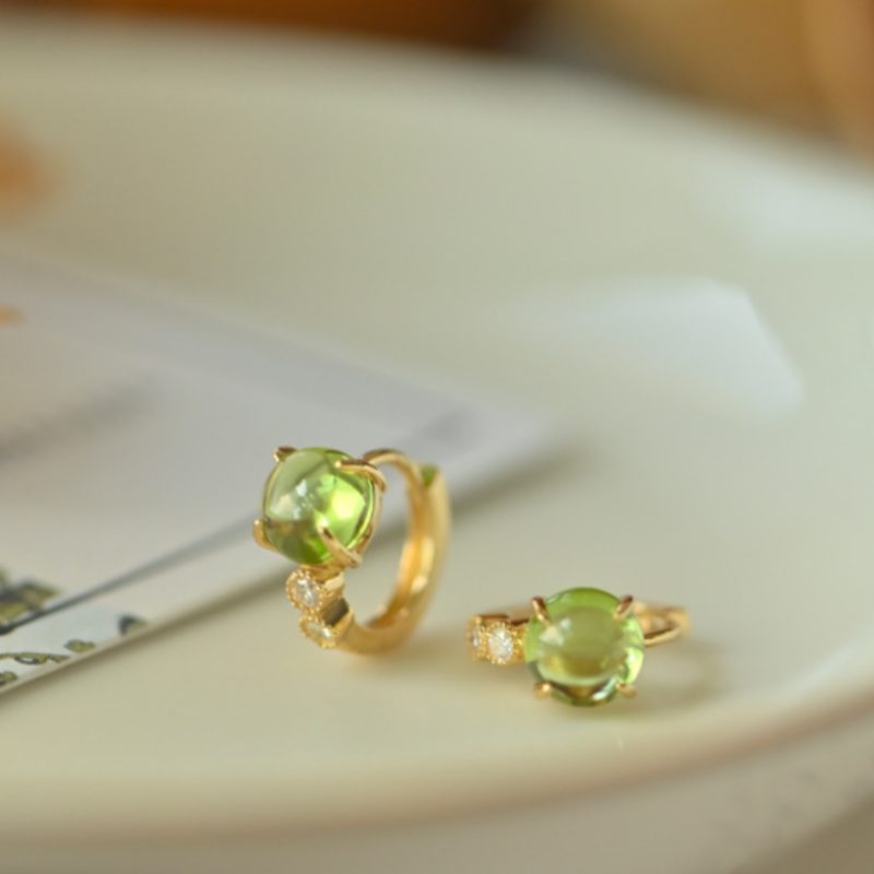 Olive Glow Huggie Hoops