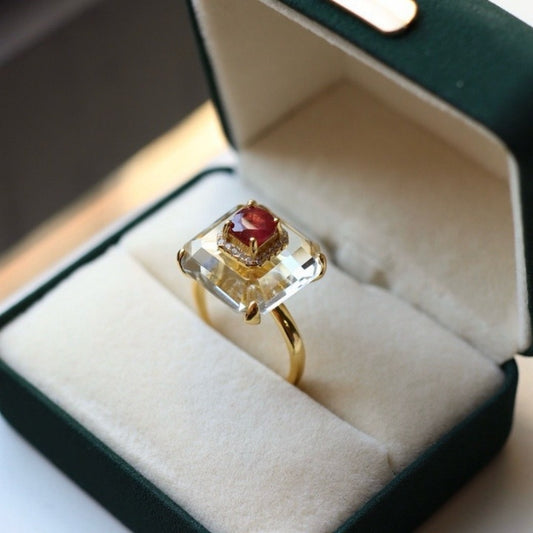 Ruby & Rock Crystal Statement Ring