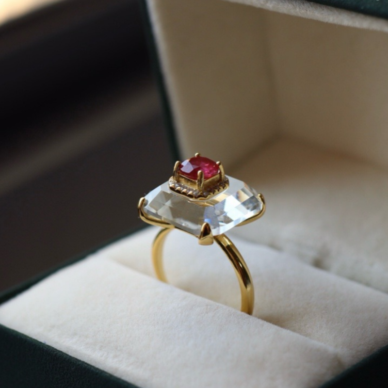 Ruby & Rock Crystal Statement Ring