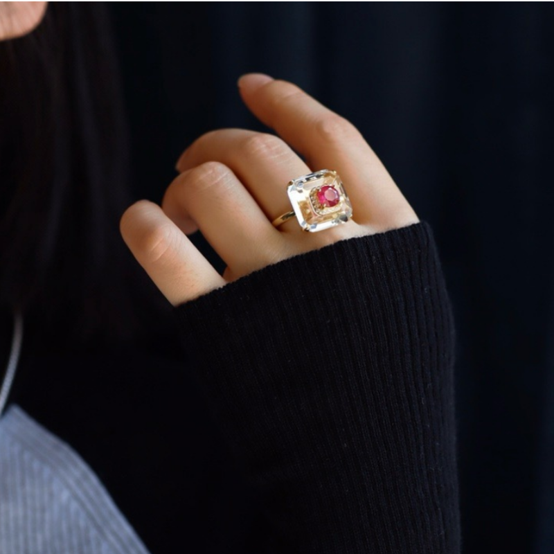 Ruby & Rock Crystal Statement Ring