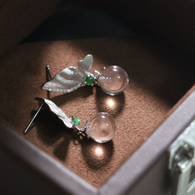 Blush Crystal & Jade Butterfly Drops