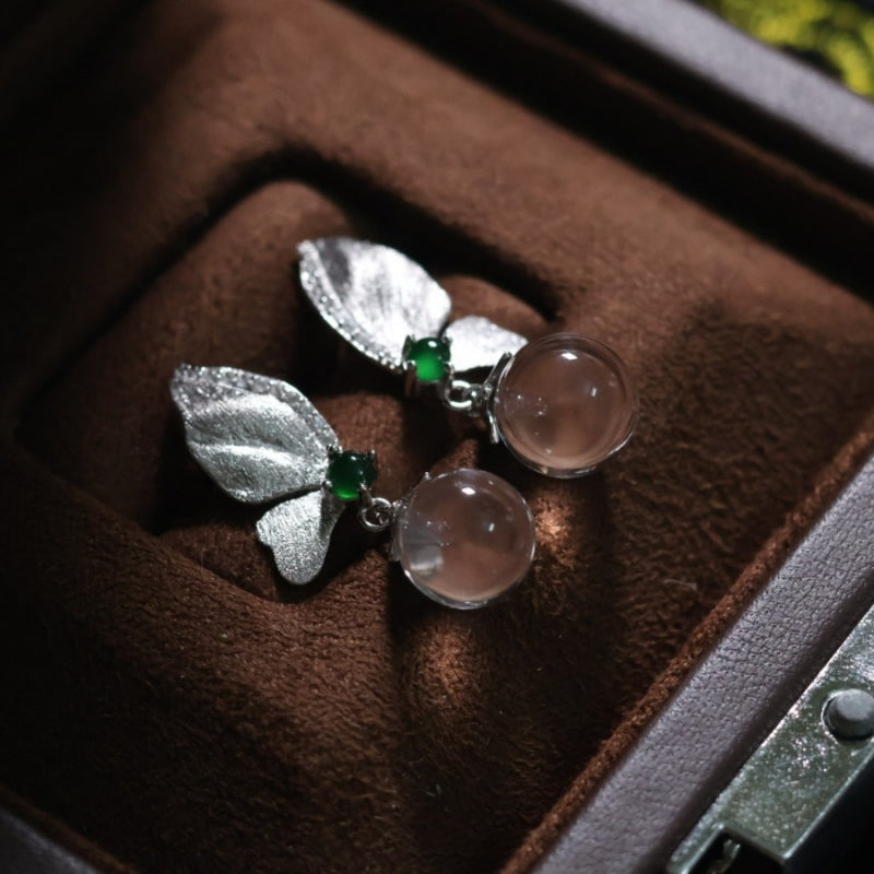 Blush Crystal & Jade Butterfly Drops