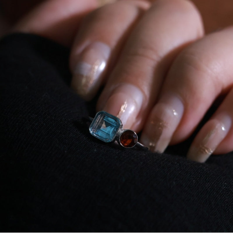 Swiss Blue Topaz & Citrine Open Rings