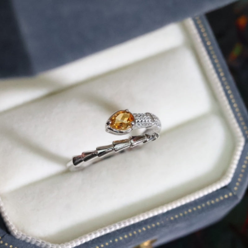 Citrine Serpent Open Ring