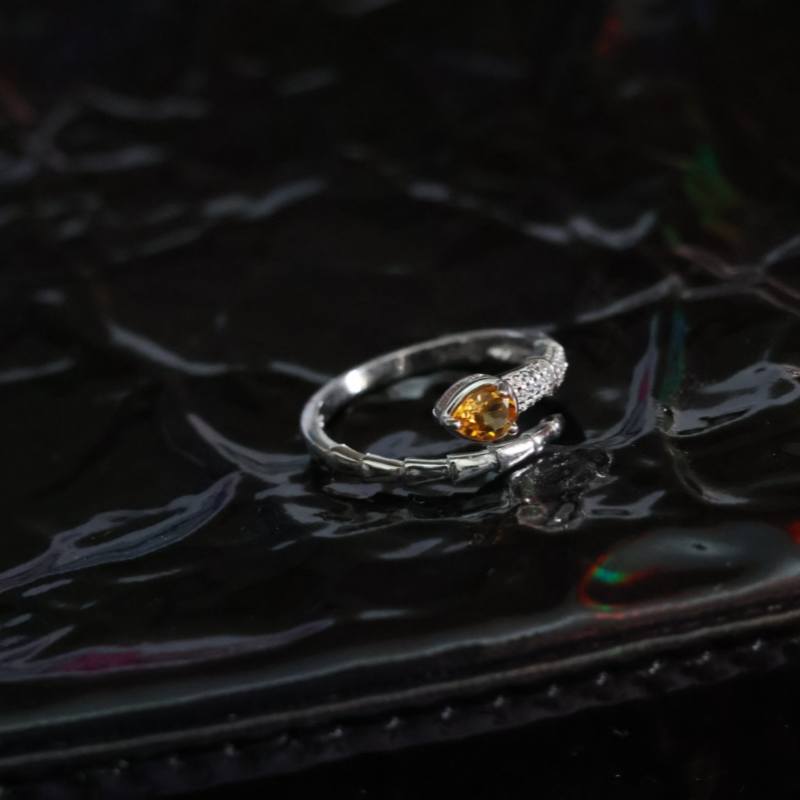 Citrine Serpent Open Ring