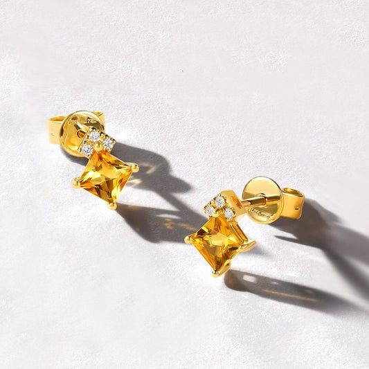 Sunlit Citrine Stud Earrings