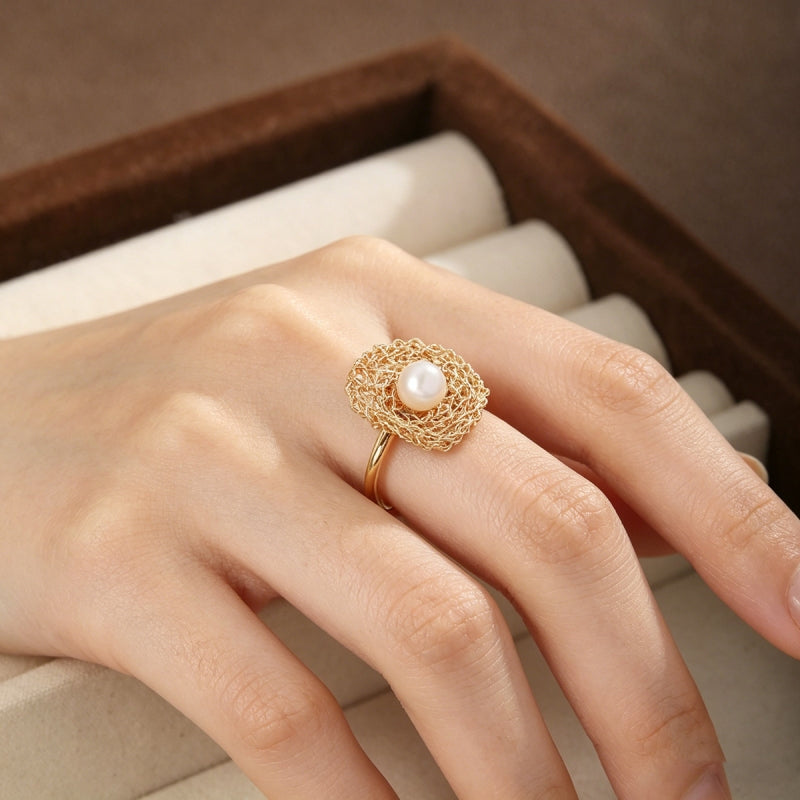 Lace Nest Pearl Ring