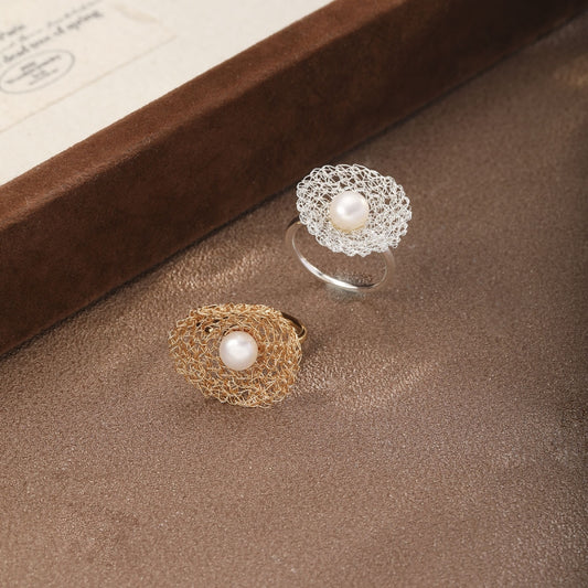 Lace Nest Pearl Ring