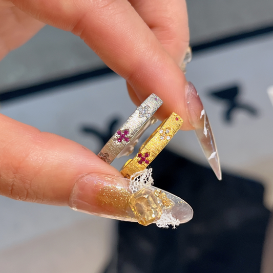 Vintage Clover Zircon Bangle & Ring Set
