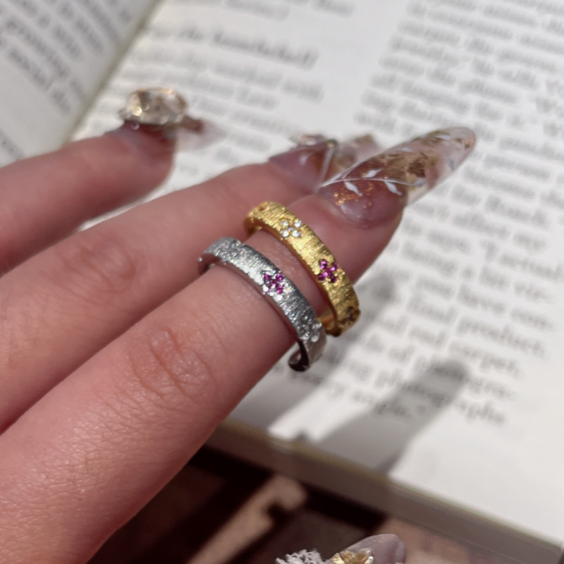 Vintage Clover Zircon Bangle & Ring Set