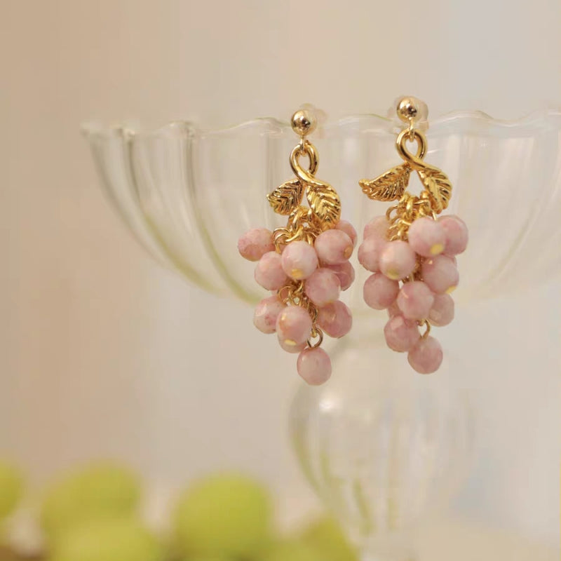Czech Crystal Grape Earrings