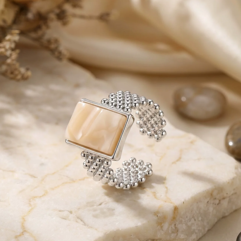 Cream Shell Open Ring