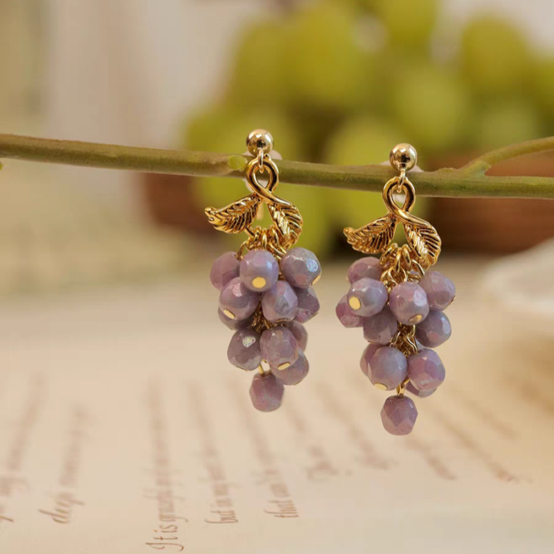 Czech Crystal Grape Earrings