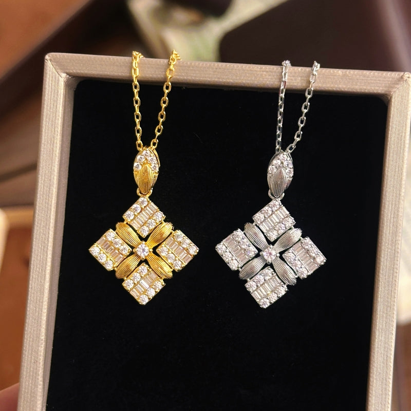Art Deco Lattice Pendant Necklace