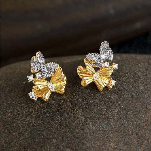 Double Bow Butterfly Earrings