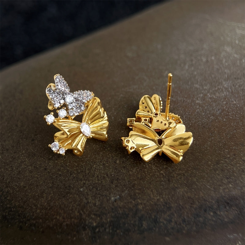 Double Bow Butterfly Earrings