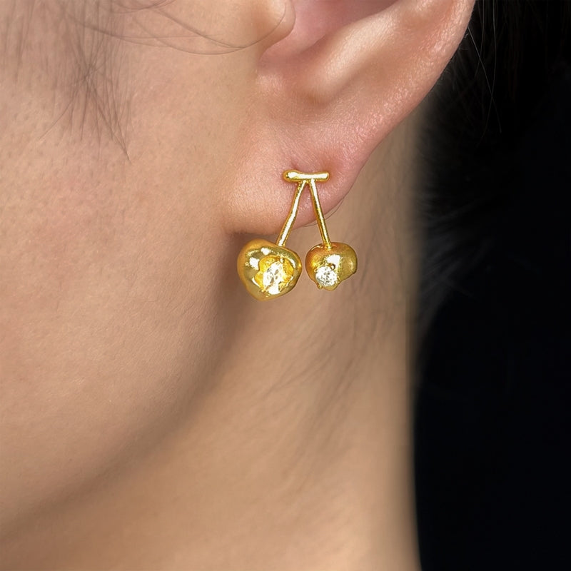 Asymmetrical Cherry Earrings