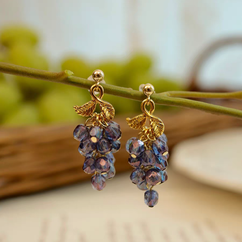 Czech Crystal Grape Earrings