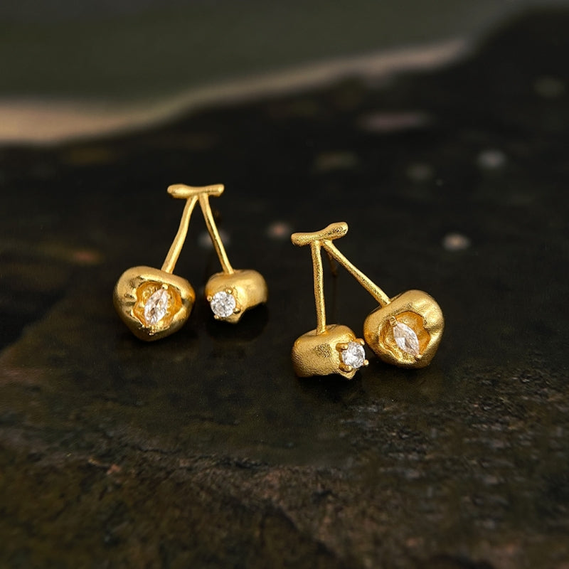 Asymmetrical Cherry Earrings