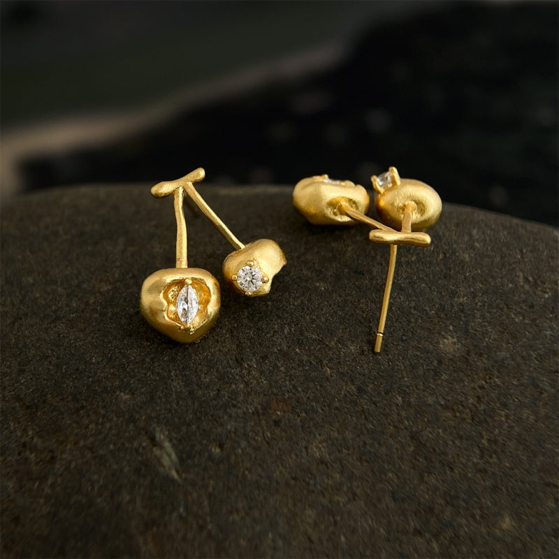 Asymmetrical Cherry Earrings