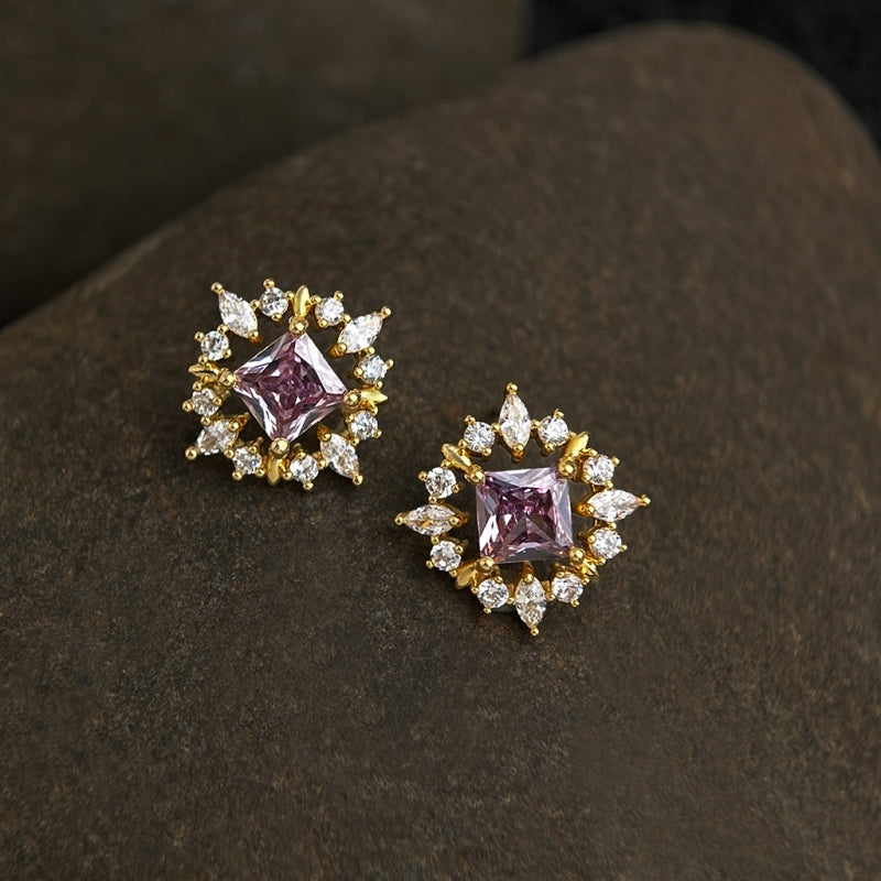 Violet Starburst Zircon Studs