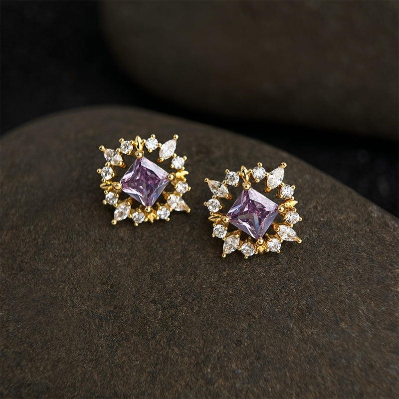 Violet Starburst Zircon Studs