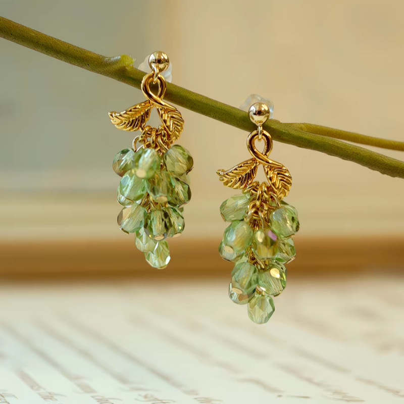 Czech Crystal Grape Earrings