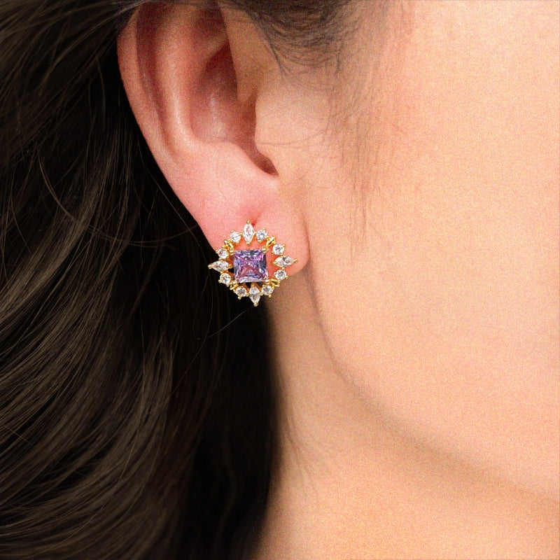 Violet Starburst Zircon Studs