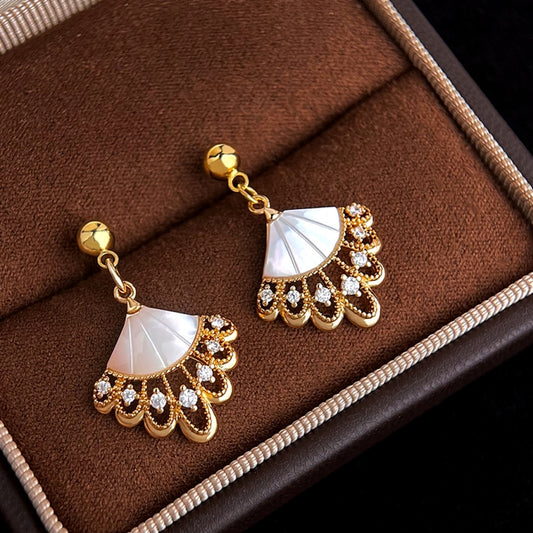 Golden Shell Fan Earrings
