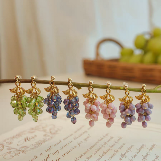 Czech Crystal Grape Earrings