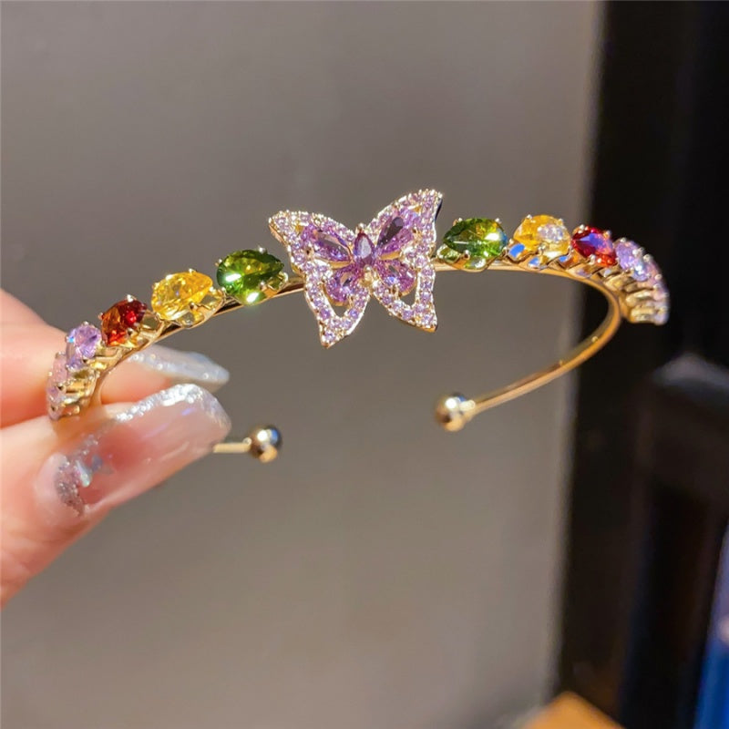Sparkling Zircon Cuff Bracelet (Open-Ended)