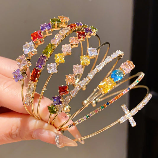 Sparkling Zircon Cuff Bracelet (Open-Ended)